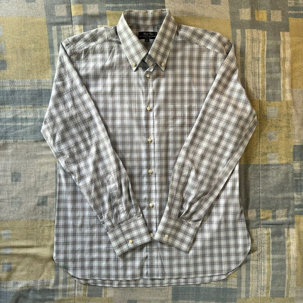 Amalfi Coast Exclusive "Stanley Korshak"  Striped Blue & Gray Plaid Mens XL